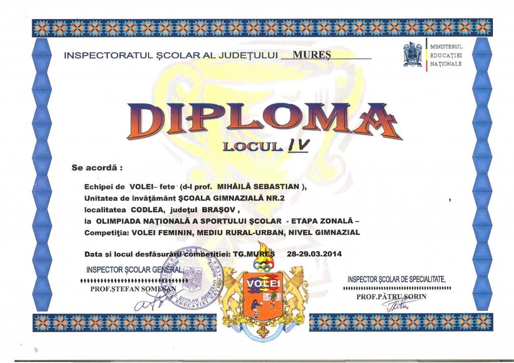 Diploma volei 2014